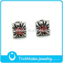 TKB-JE0072 Mode Frauen Schmuck 316L Edelstahl Prinzessin geschnitten Rubin Zirkonia Ohrstecker